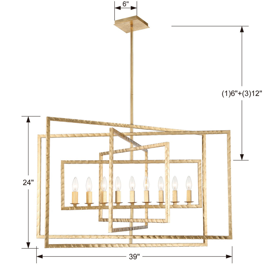 ##Antique Hardware## Capri 9 Light Antique Gold Chandelier