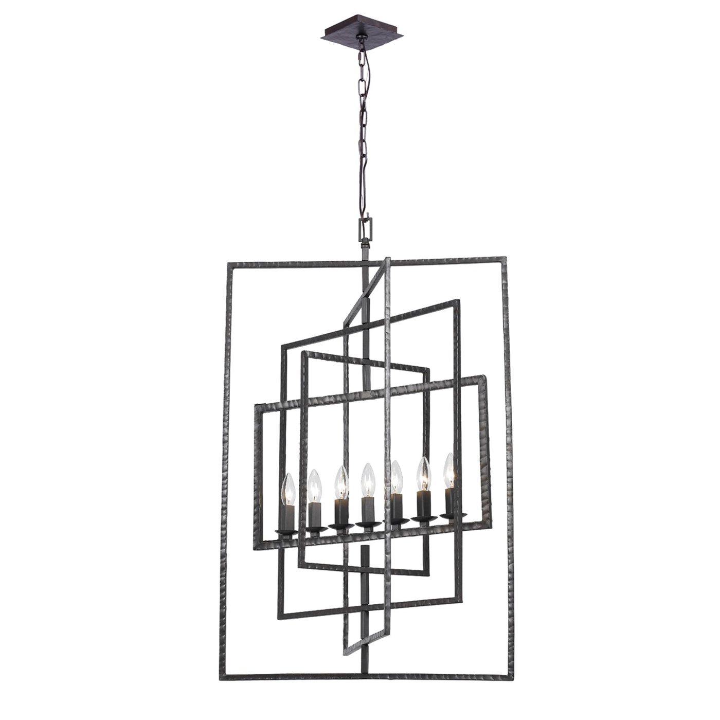 ##Antique Hardware## Capri 7 Light Raw Steel Chandelier