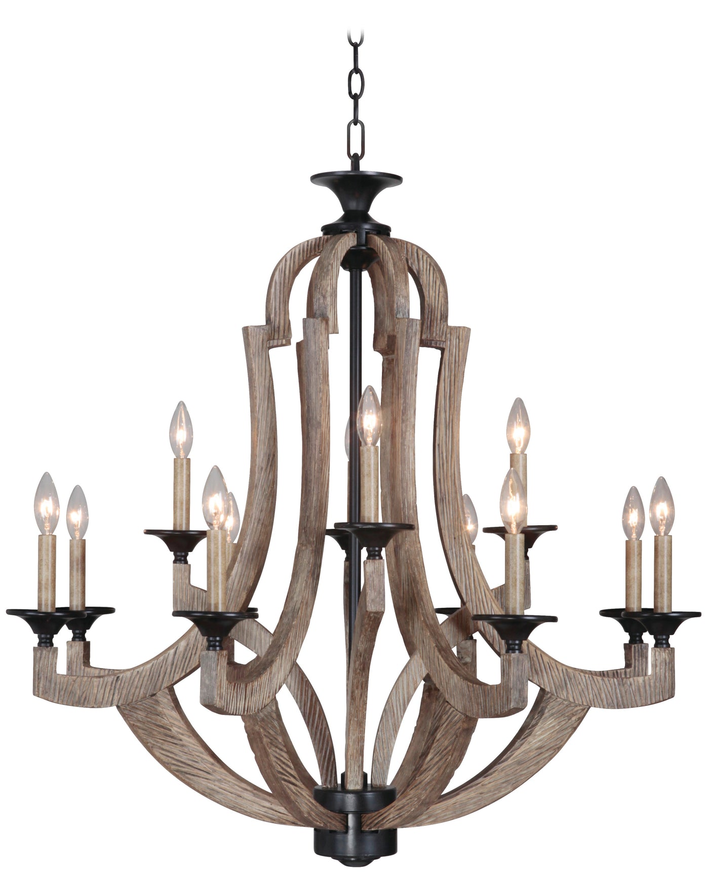 ##Antique Hardware## Winton 12 Light Chandelier in Weathered Pine/Bronze