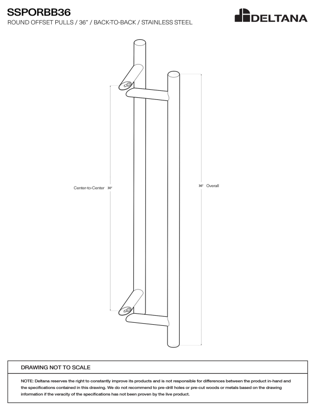 36 Inch Stainless Steel Back-To-Back Round Offset Pulls (Several Finishes Available)