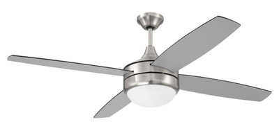 Antique Hardware 52" Phaze II 4-Blade in Brushed Polished Nickel w/ Brushed Nickel/Greywood Blades Ceiling Fan