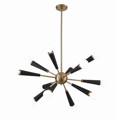 ##Antique Hardware## Zodiac 12 Light Aged Brass Chandelier