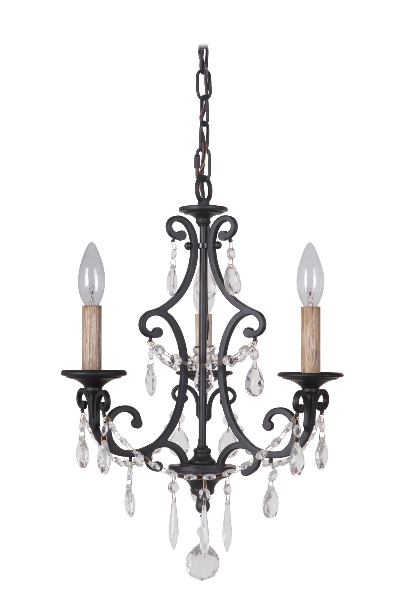 ##Antique Hardware## Bentley 3 Light Chandelier in Matte Black