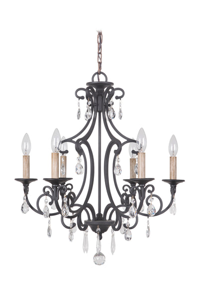 ##Antique Hardware## Bentley 6 Light Chandelier in Matte Black