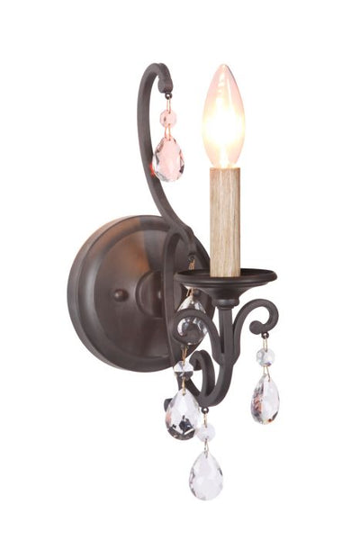 ##Antique Hardware## Bentley 1 Light Wall Sconce in Matte Black