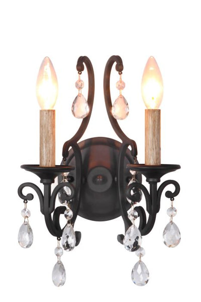 ##Antique Hardware## Bentley 2 Light Wall Sconce in Matte Black