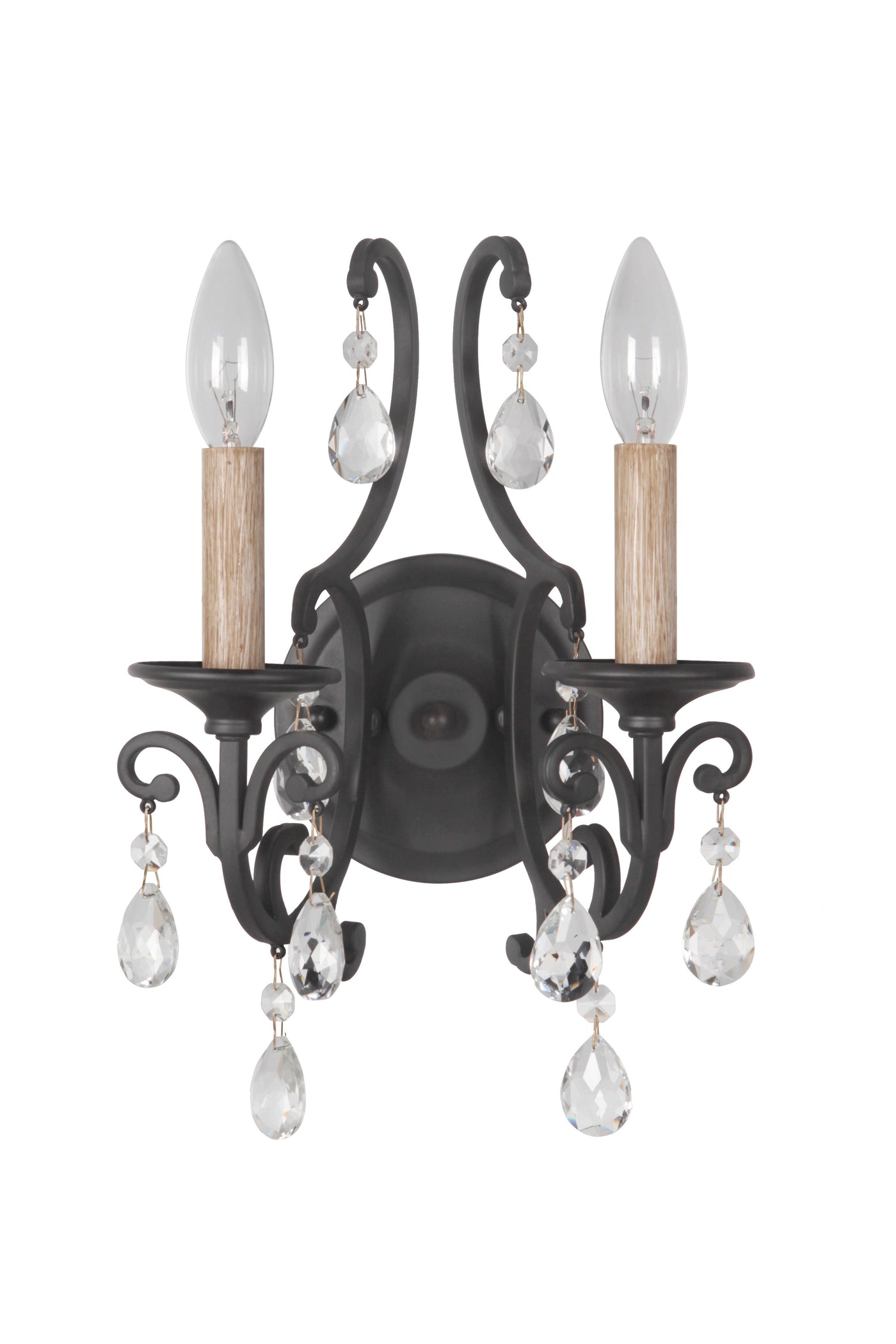 ##Antique Hardware## Bentley 2 Light Wall Sconce in Matte Black