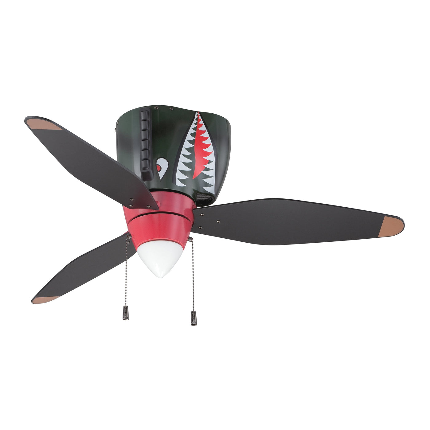 Antique Hardware 48" WarPlanes in WarPlanes Tiger Shark w/ Warbird Black/Orange Blades Ceiling Fan