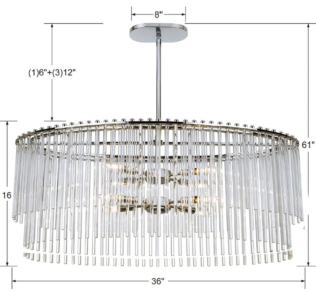 ##Antique Hardware## Bleecker 8 Light Polished Chrome Chandelier