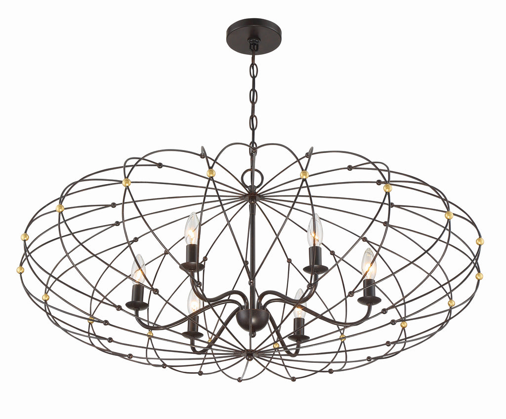 ##Antique Hardware## Zucca 6 Light English Bronze + Antique Gold Chandelier