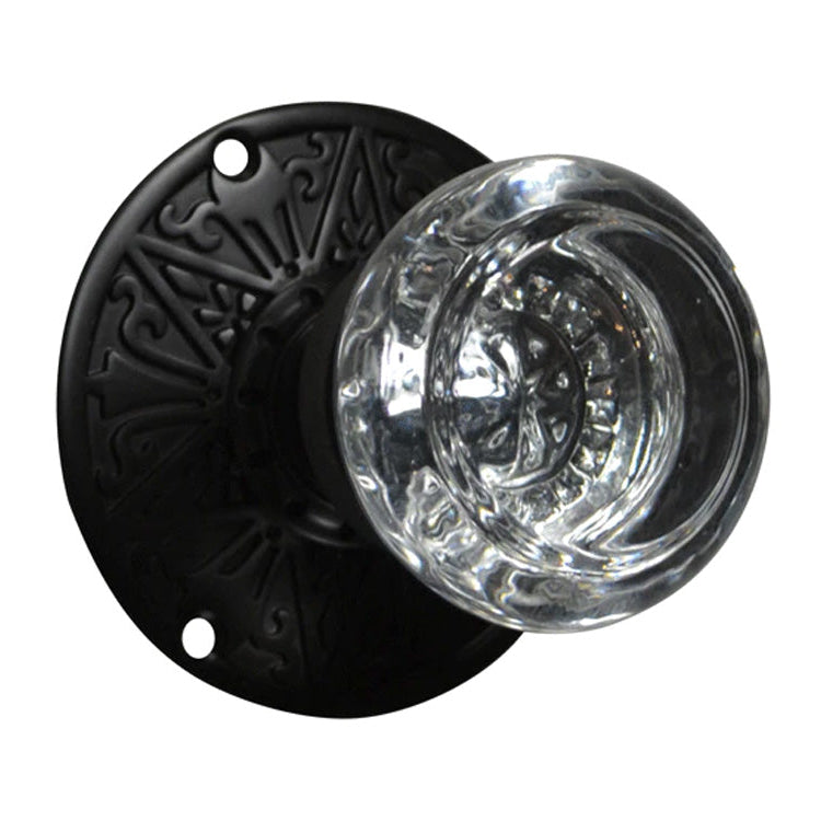 Eastlake Rosette Door Set with Crystal Round Door Knobs (Several Finishes Available)