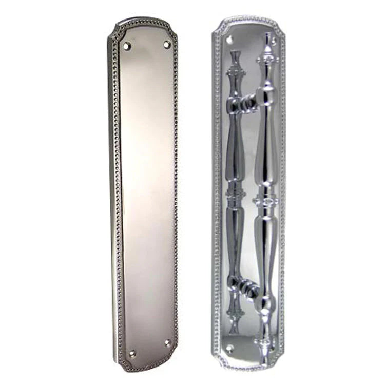 11 1/2 Inch Solid Brass Beaded Push & Pull Plate Set (Several Finishes Available)