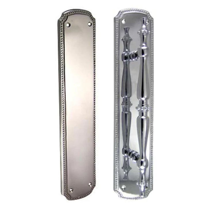 11 1/2 Inch Solid Brass Beaded Push & Pull Plate Set (Several Finishes Available)