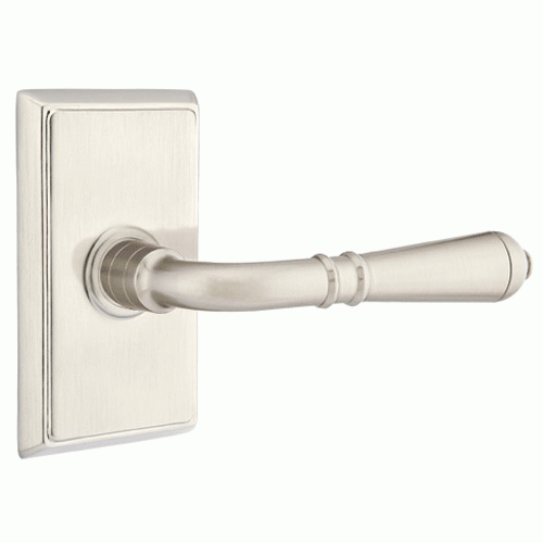 Antique Hardware Emtek Solid Brass Turino Lever With Rectangular Rosette (Many Finishes Available) EMTEK LEVER DOOR KNOB