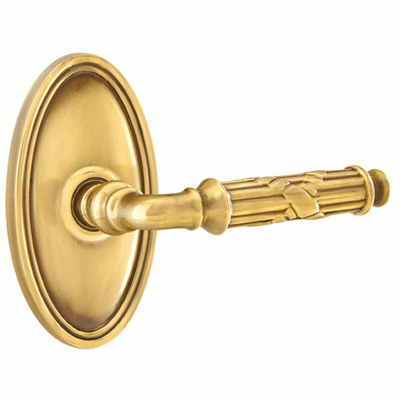 ##Antique Hardware## Solid Brass Ribbon & Reed Lever With Oval Rosette