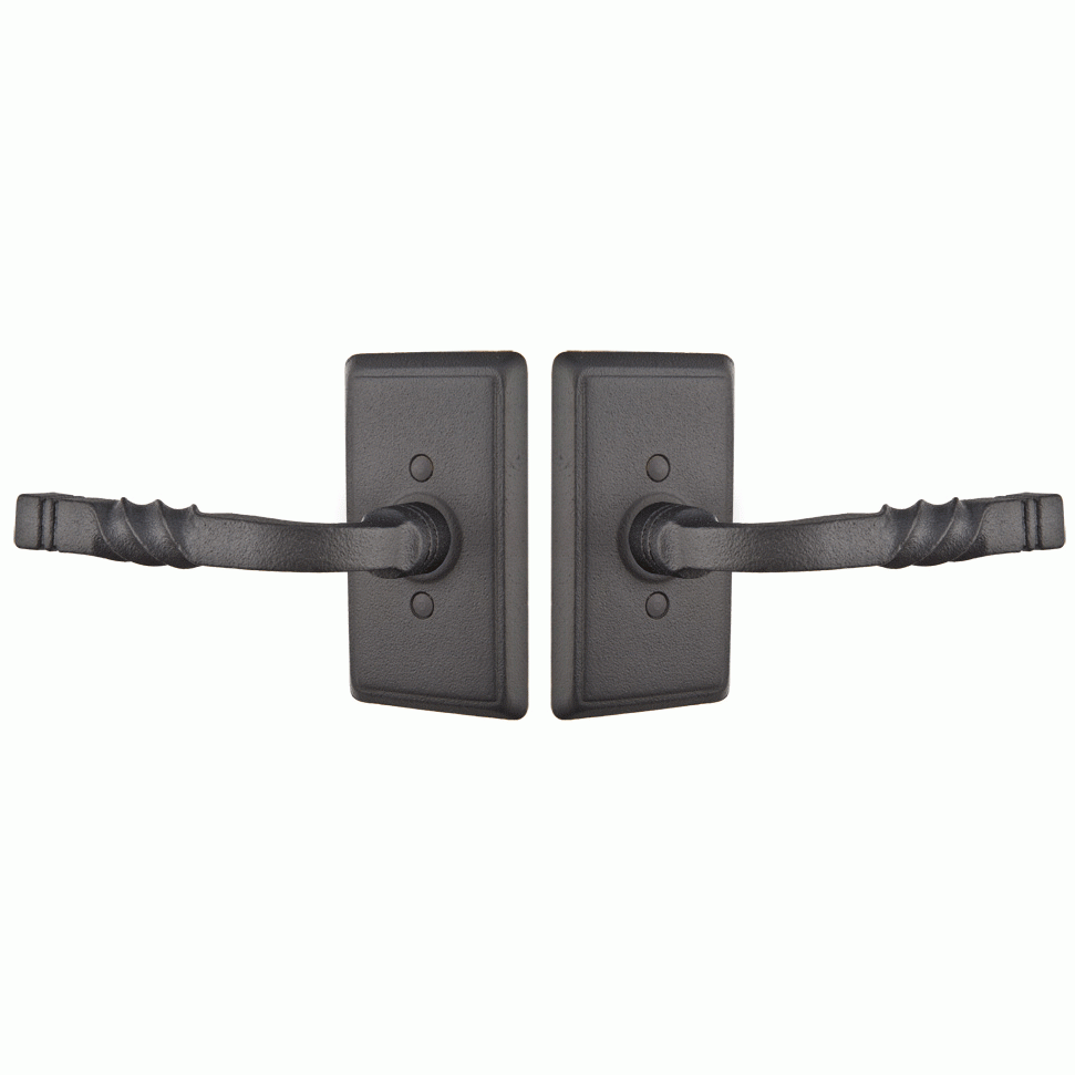 ##Antique Hardware## Wrought Steel San Carlos Lever With Rectangular Rosette (Several Finish Options)