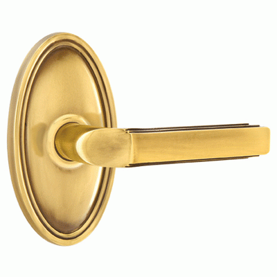 ##Antique Hardware## Solid Brass Milano Lever With Oval Rosette