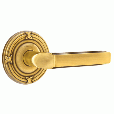 ##Antique Hardware## Solid Brass Milano Lever With Ribbon & Reed Rosette