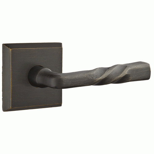 ##Antique Hardware## Solid Brass Sandcast Montrose Lever With Square Rosette