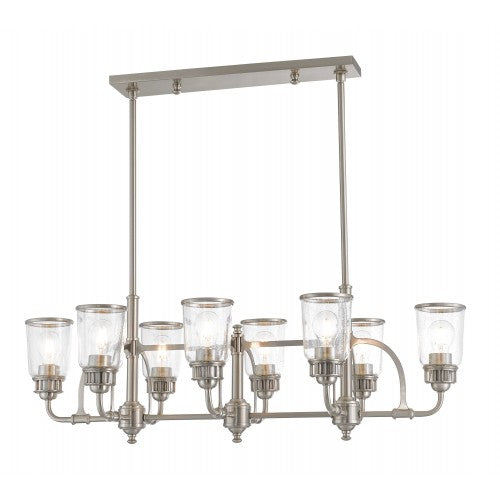 ##Antique Hardware## 8 Light Brushed Nickel Linear Chandelier