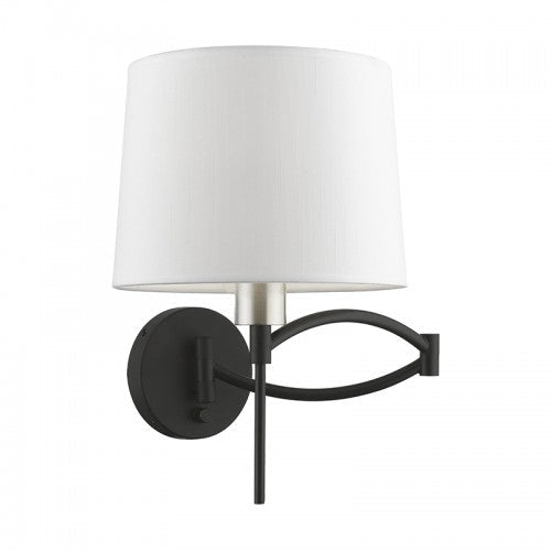 ##Antique Hardware## 1 Light Black with Brushed Nickel Accent Swing Arm Wall Lamp