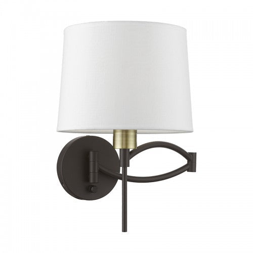 ##Antique Hardware## 1 Light Bronze with Antique Brass Accent Swing Arm Wall Lamp