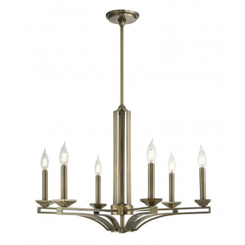 ##Antique Hardware## 6 Light Antique Brass Chandelier