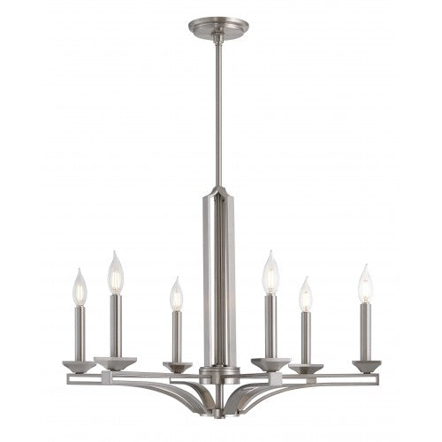 ##Antique Hardware## 6 Light Brushed Nickel Chandelier