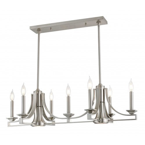 ##Antique Hardware## 9 Light Brushed Nickel Linear Chandelier