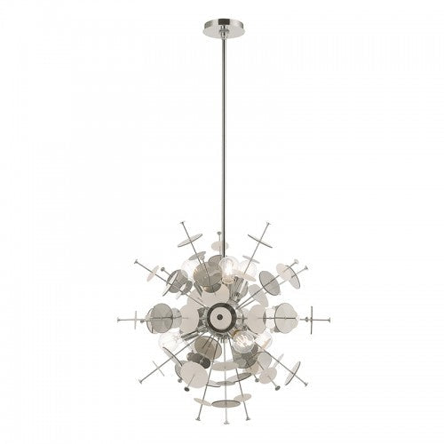 ##Antique Hardware## 6 Light Polished Chrome Pendant Chandelier