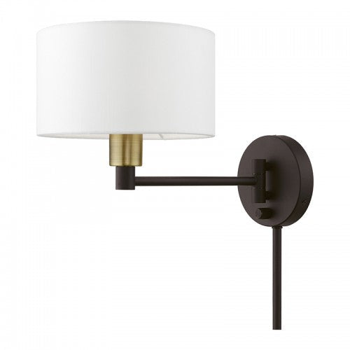 ##Antique Hardware## 1 Light Bronze with Antique Brass Accent Swing Arm Wall Lamp