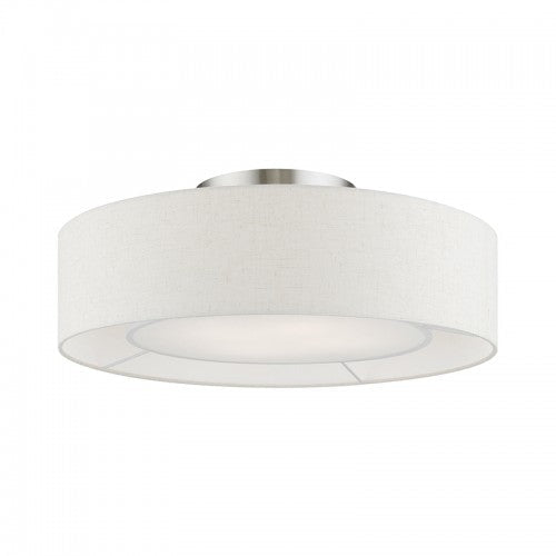 Antique Hardware 4 Light Brushed Nickel with Shiny White Accents Semi-Flush Semi Flush