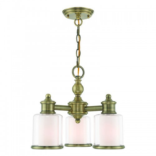 ##Antique Hardware## 3 Light Antique Brass Convertible Chandelier/Ceiling Mount