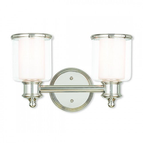 ##Antique Hardware## 2 Light Polished Nickel Bath Light