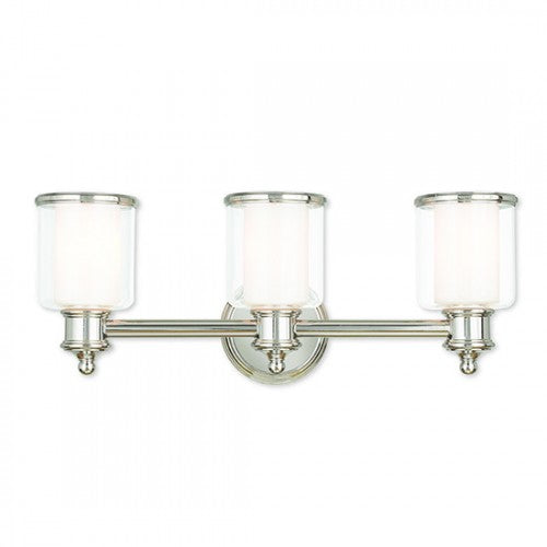 ##Antique Hardware## 3 Light Polished Nickel Bath Light