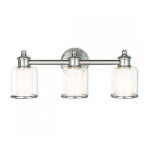 ##Antique Hardware## 3 Light Brushed Nickel Bath Light