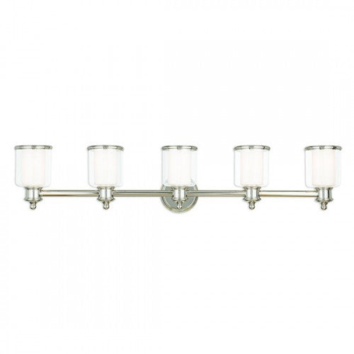 ##Antique Hardware## 5 Light Polished Nickel Bath Light