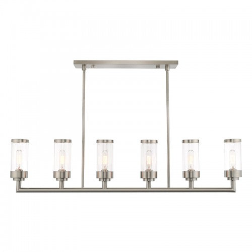 ##Antique Hardware## 6 Light Brushed Nickel Linear Chandelier