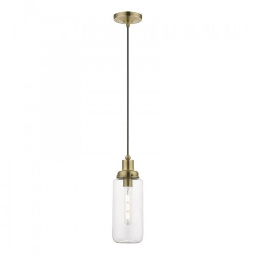 ##Antique Hardware## 1 Light Antique Brass Mini Pendant