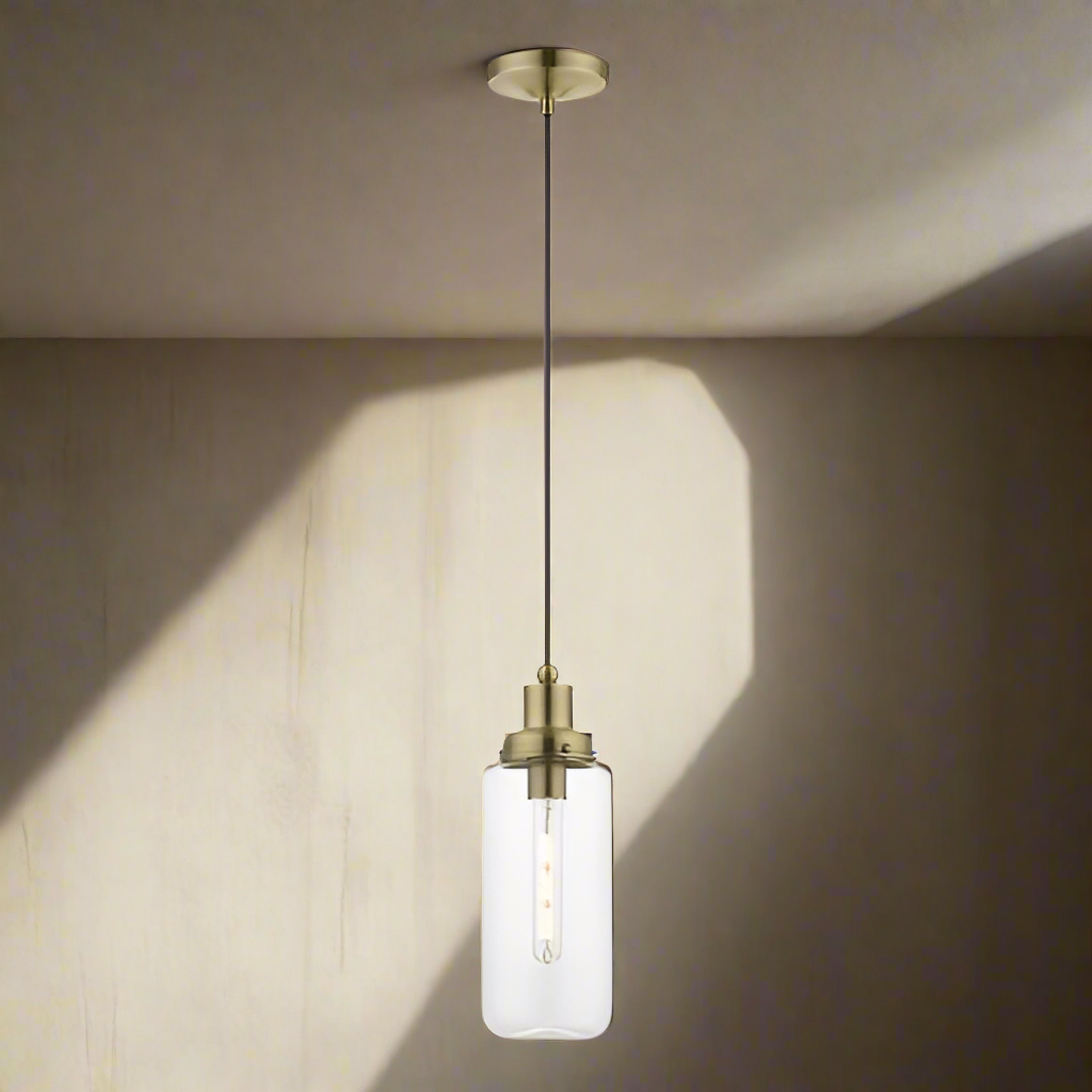 ##Antique Hardware## 1 Light Antique Brass Mini Pendant