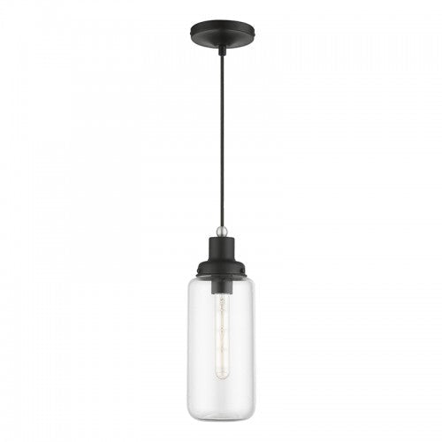 Antique Hardware 1 Light Black with Brushed Nickel Accent Mini Pendant Pendant