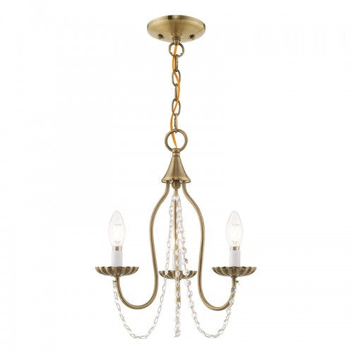 ##Antique Hardware## 3 Light Antique Brass Chandelier