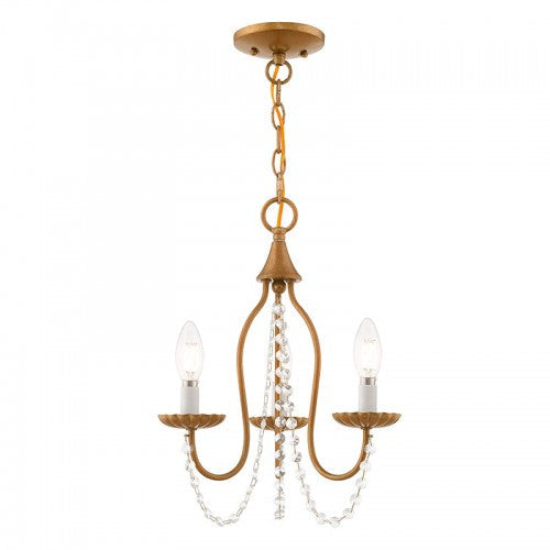 ##Antique Hardware## 3 Light Antique Gold Leaf Chandelier