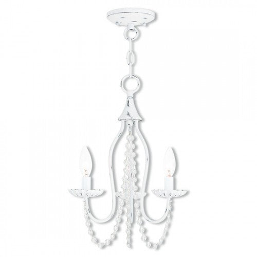 ##Antique Hardware## 3 Light Antique White Chandelier