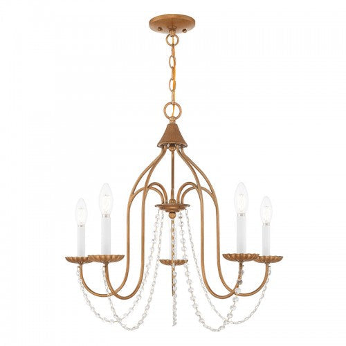 ##Antique Hardware## 5 Light Antique Gold Leaf Chandelier