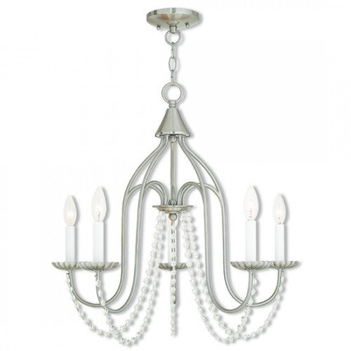 ##Antique Hardware## 5 Light Brushed Nickel Chandelier