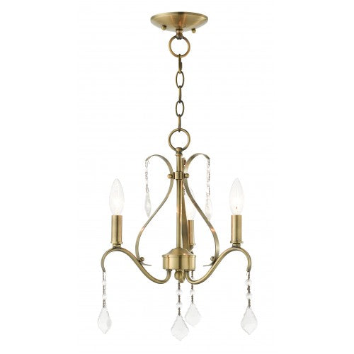 ##Antique Hardware## 3 Light Antique Brass Chandelier