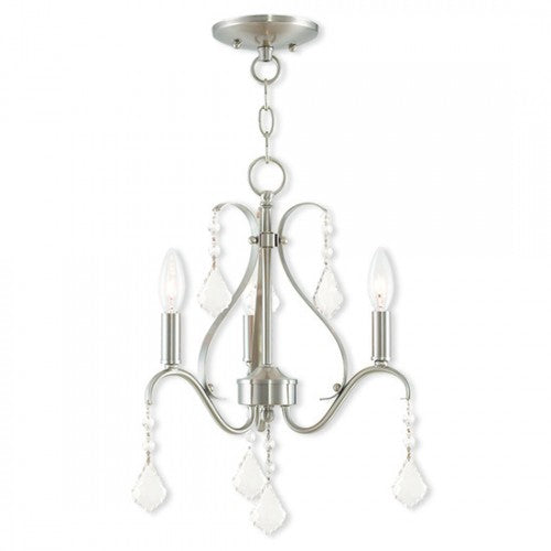 ##Antique Hardware## 3 Light Brushed Nickel Chandelier