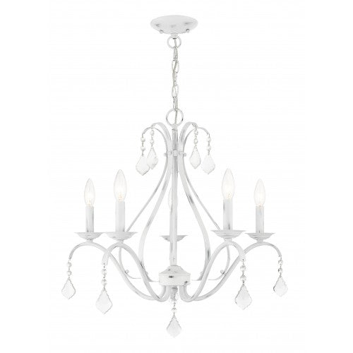 ##Antique Hardware## 5 Light Antique White Chandelier