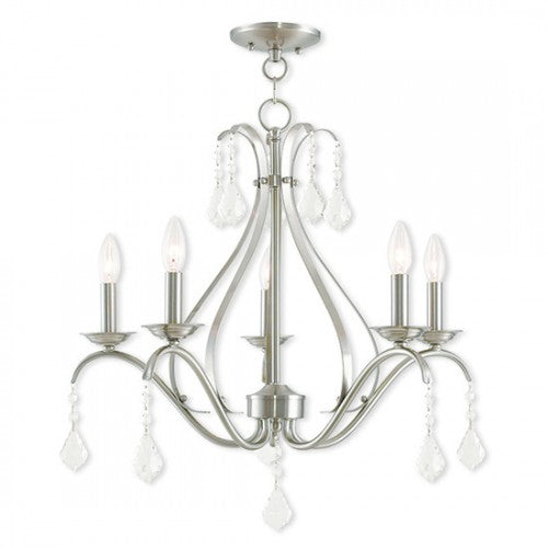 ##Antique Hardware## 5 Light Brushed Nickel Chandelier